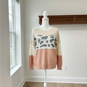 Colorblock Animal Print Sweater